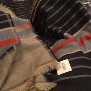 Indigo pattern stripe blanket scarf